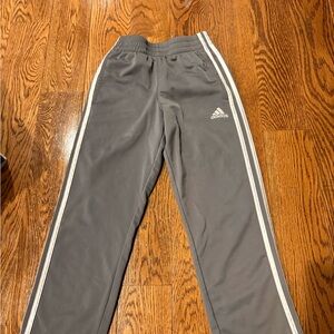 adidas Kids Gray Joggers with White Side Stripes